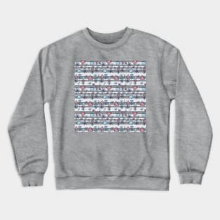 Gray stripes with pink and blue flowers Crewneck Sweatshirt